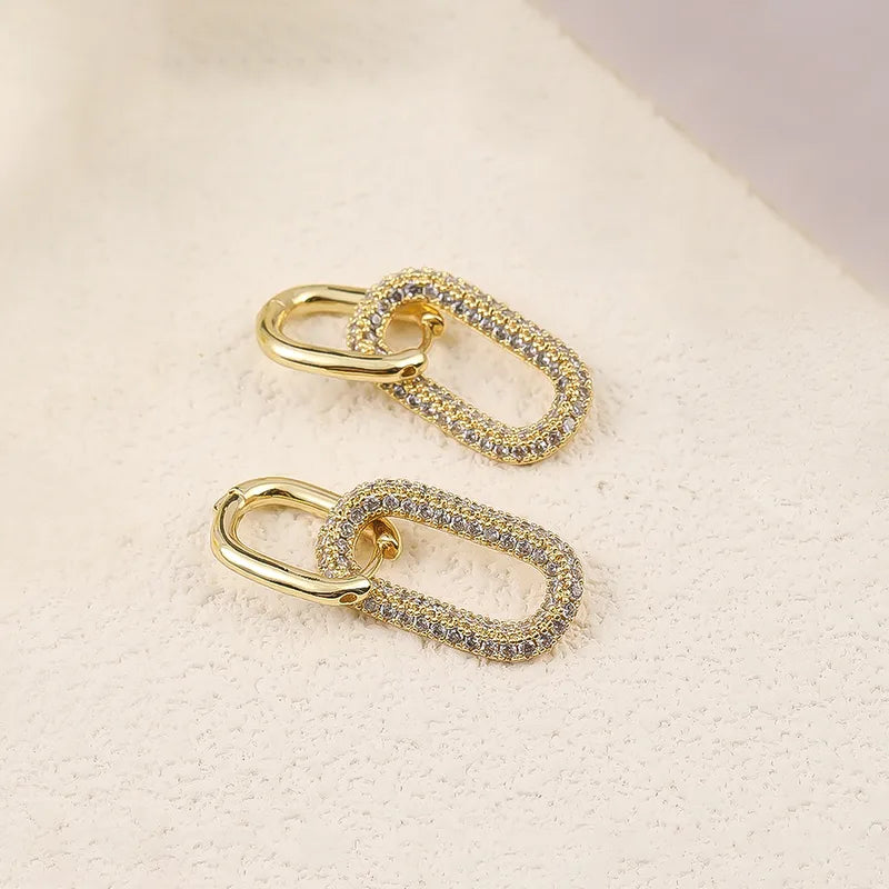 1 Pair Casual Elegant Luxurious Solid Color Plating Inlay Copper Zircon Silver Plated Drop Earrings