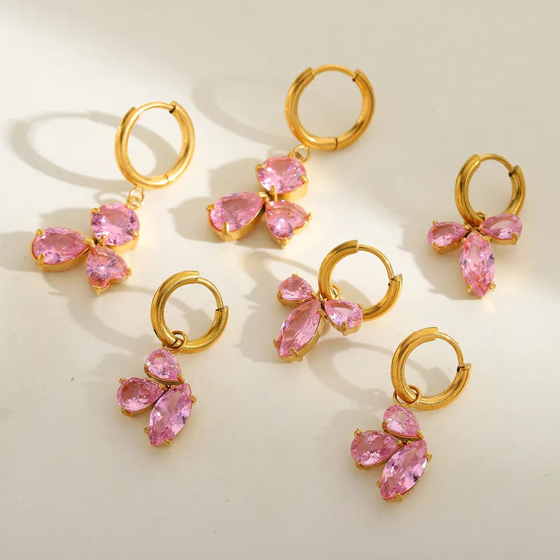 1 Pair Casual Simple Style Artistic Irregular Geometric Plating Inlay 304 Stainless Steel Zircon 18K Gold Plated Drop Earrings Earrings