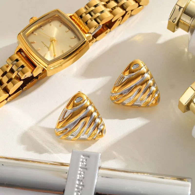 1 Pair Casual Simple Style Commute Triangle Geometric Plating 304 Stainless Steel 18K Gold Plated Ear Studs