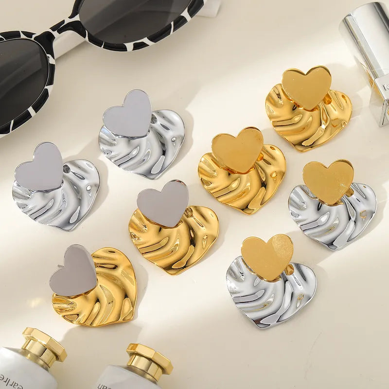 1 Pair Elegant Cute Romantic Heart Shape Plating 304 Stainless Steel 18K Gold Plated Ear Studs