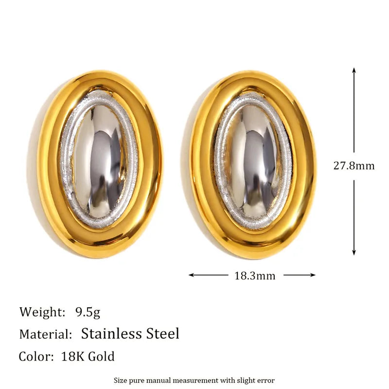 1 Pair Elegant Lady Simple Style Geometric Mixed Metal Plating 304 Stainless Steel Ear Studs