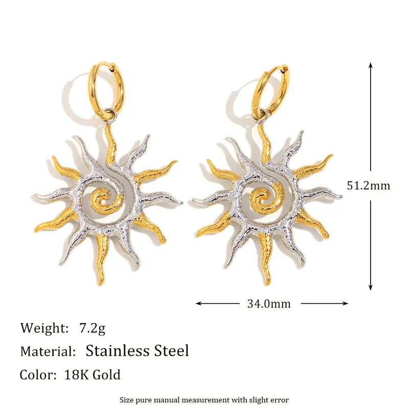 1 Pair Elegant Lady Streetwear Sun Mixed Metal Plating 304 Stainless Steel Drop Earrings