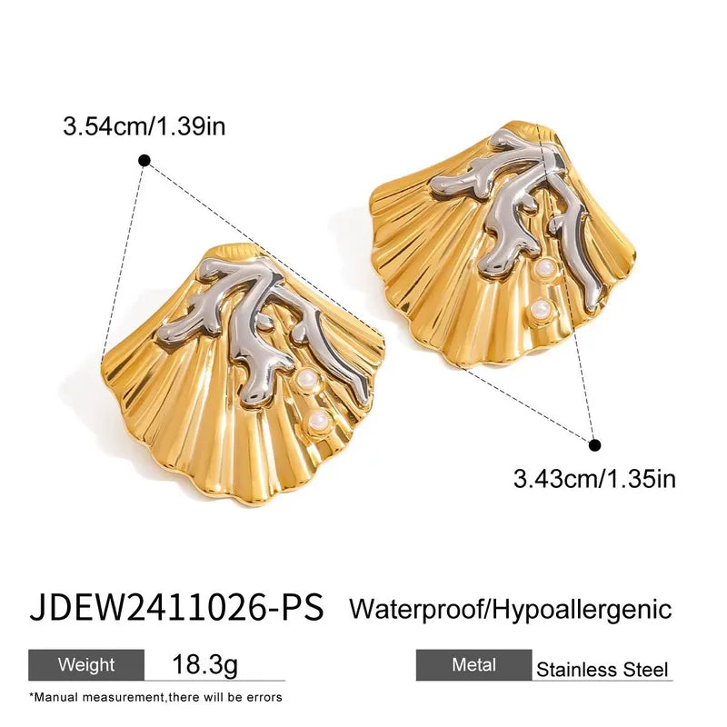 1 Pair Elegant Simple Style Classic Style Starfish Shell Plating 304 Stainless Steel 18K Gold Plated Ear Studs