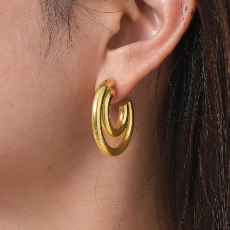1 Pair Lady Simple Style Classic Style Solid Color Plating 304 Stainless Steel 18K Gold Plated Earrings