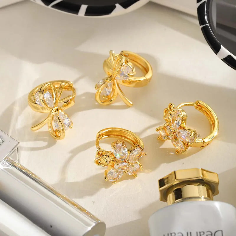 1 Pair Luxurious Romantic Artistic Butterfly Bow Knot Inlay 304 Stainless Steel Zircon Ear Studs