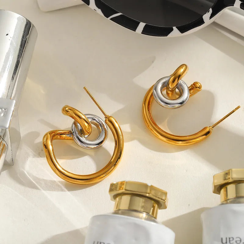 1 Pair Romantic Simple Style C Shape 304 Stainless Steel Ear Studs