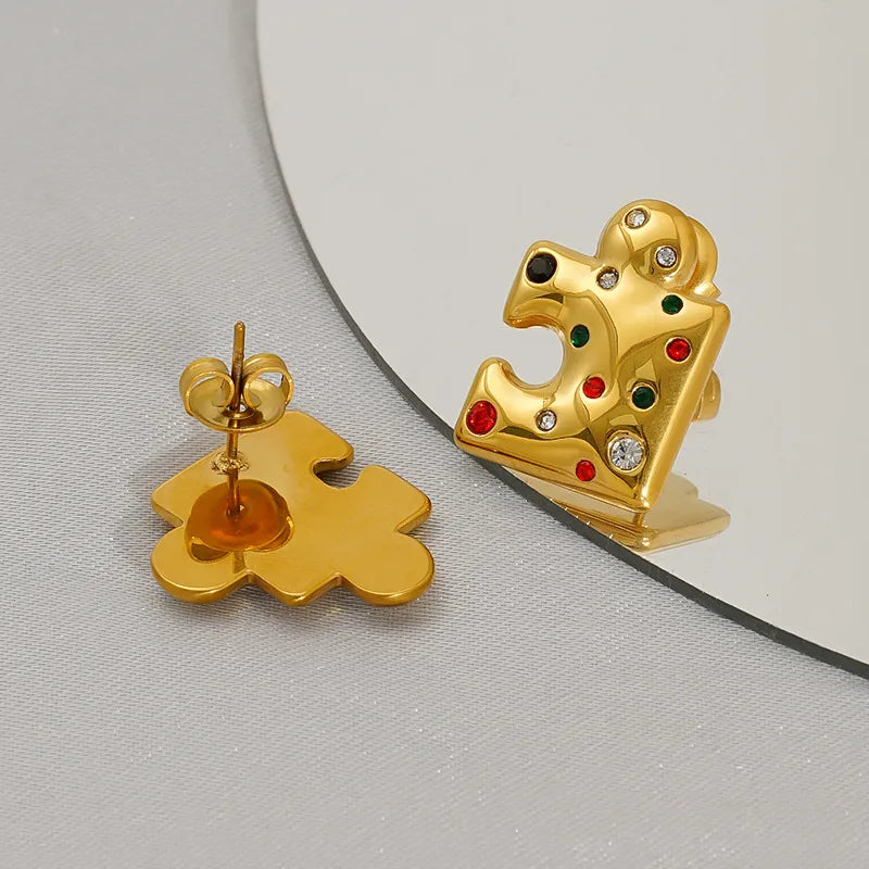 1 Pair Simple Style Classic Style Geometric Plating 304 Stainless Steel Ear Studs