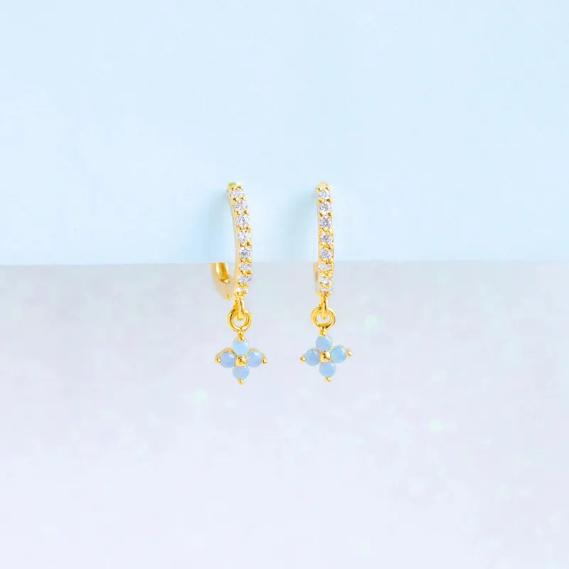 1 Pair Simple Style Flower Plating Copper Zircon 18K Gold Plated Earrings