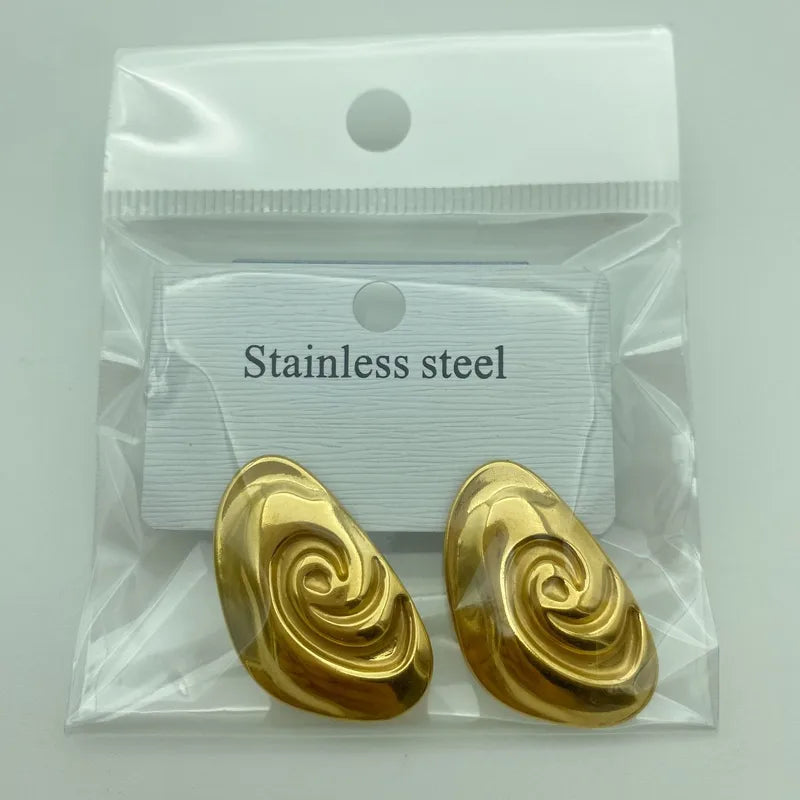 1 Pair Vacation Classic Style Solid Color Plating 304 Stainless Steel 18K Gold Plated Backs Ear Studs