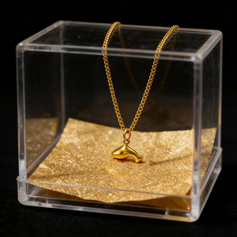 18K Gold Plated 304 Stainless Steel Vacuum Electroplating (In Furnace) Anti-Allergy Whale Casual Cable Chain/Cross Chain/O Chain Necklace For Women