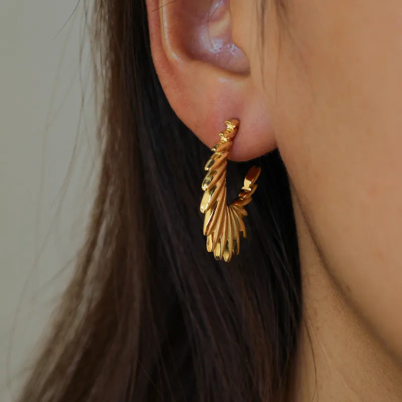 18K Gold Plated 304 Stainless Steel Vacuum Electroplating (In Furnace) Irregular Geometric Minimalist Style Earrings