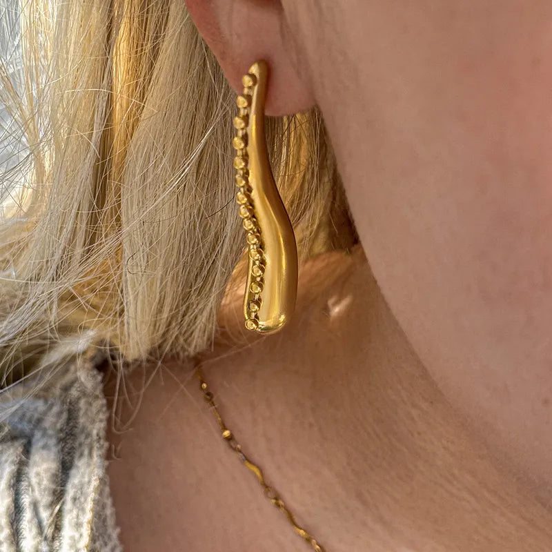 304 Stainless Steel Gold Plated Vacuum Electroplating (In Furnace) Gold Women's Geometric Exaggerated Earrings