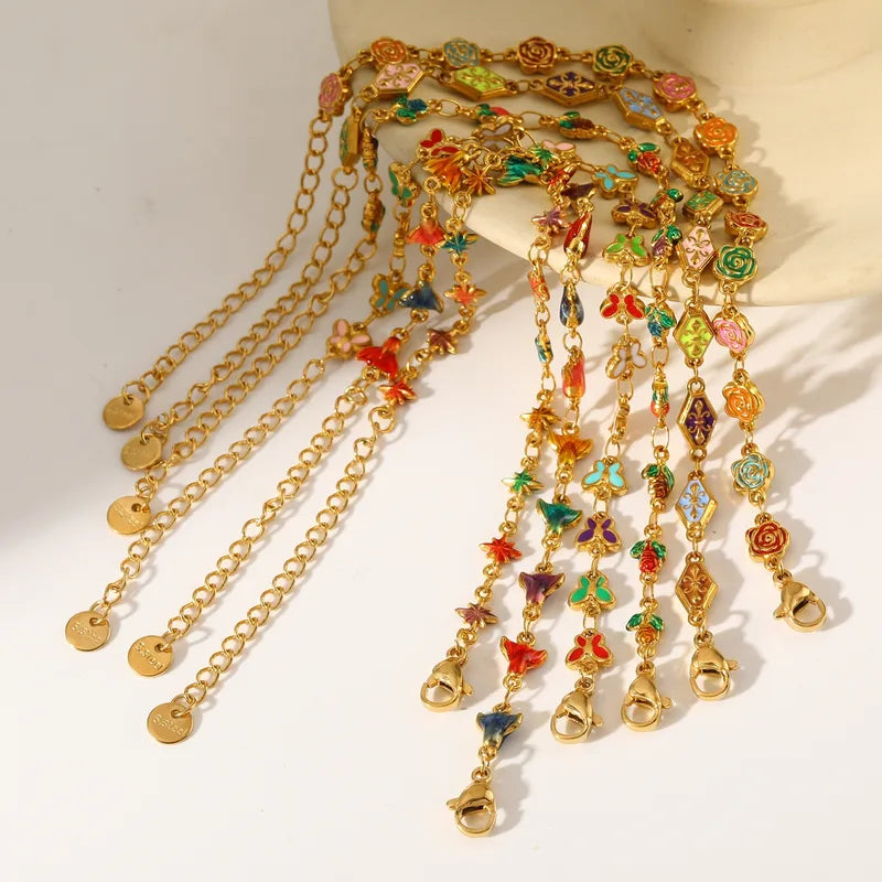 304 Stainless Steel Vacuum Plating (In Furnace) 18K Real Gold Plated Oil Drop Women's Lobster Clasp Handmade Chain Bracelet