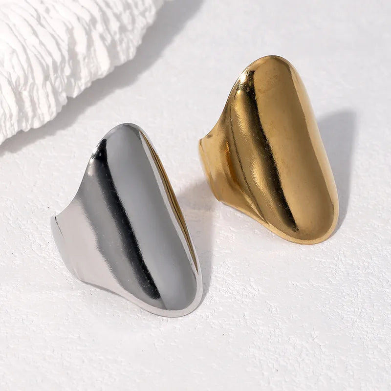 Classic Vintage Stainless Steel Ring Adjustable Open 18K Gold Titanium Steel Hand Jewelry Casual Holiday Daily Wear