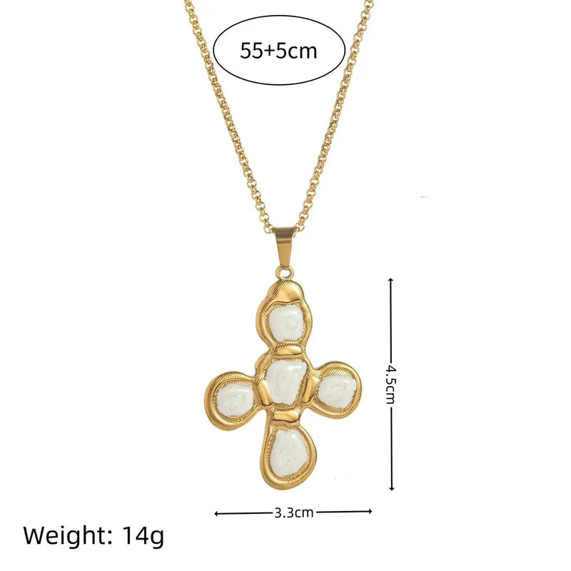 Copper Cross Plated Zircon 18K Gold Plated Elegant Lady Cable Chain Lobster Trigger Clasp Closure Pendant Necklace