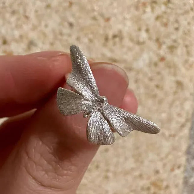 Elegant Butterfly Shaped Open Ring For Women Simple 3D Craft Laser Engraving Sweet And Cool Style Adjustable Copper Jewelry