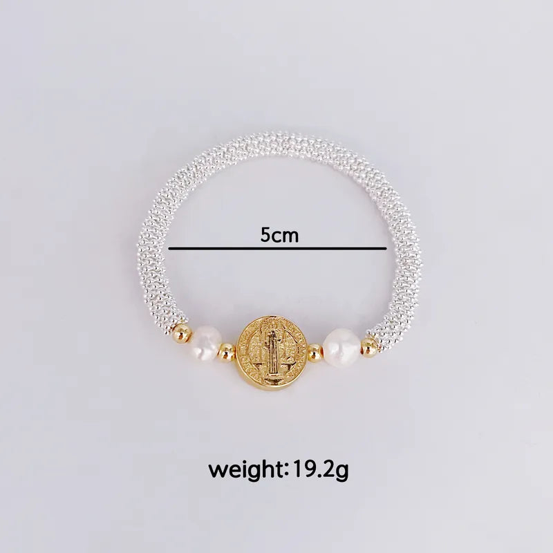 Elegant Fashion Multi-Style Pearl Design Cross Saint Image Bracelet Suitable For Ladies Daily Party Wear Casual Classic Artistic