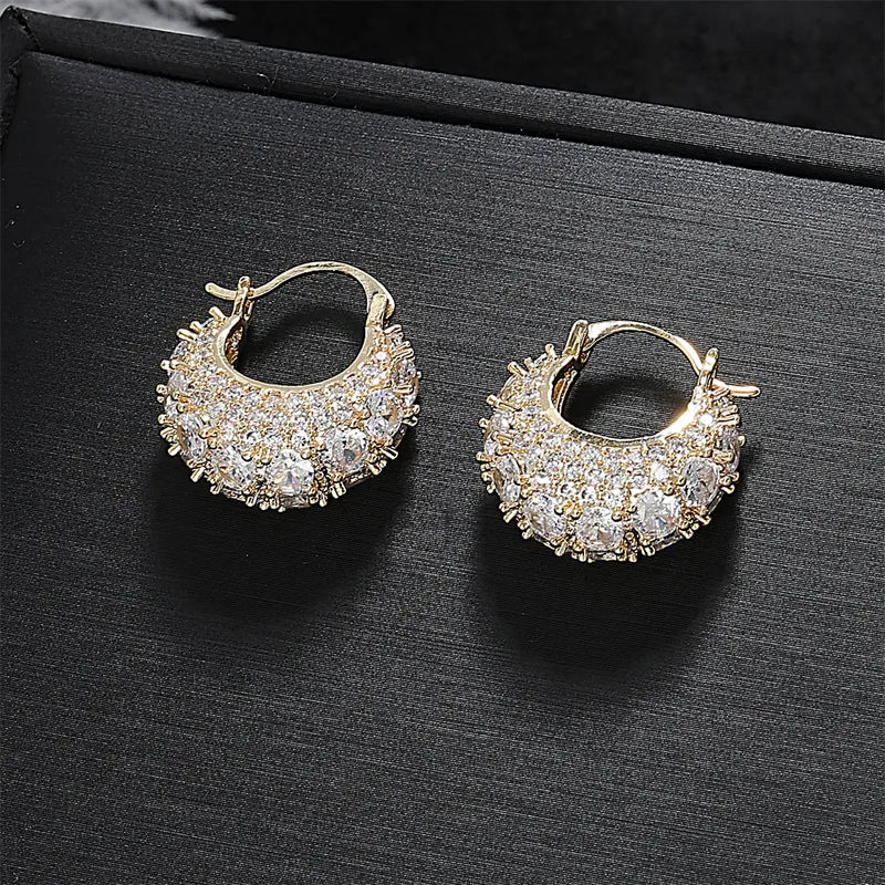Elegant Fashionable Lightweight Luxury Earrings Versatile New Style New Model Zircon Bag Shape Personality Small Niche Ear Buckle