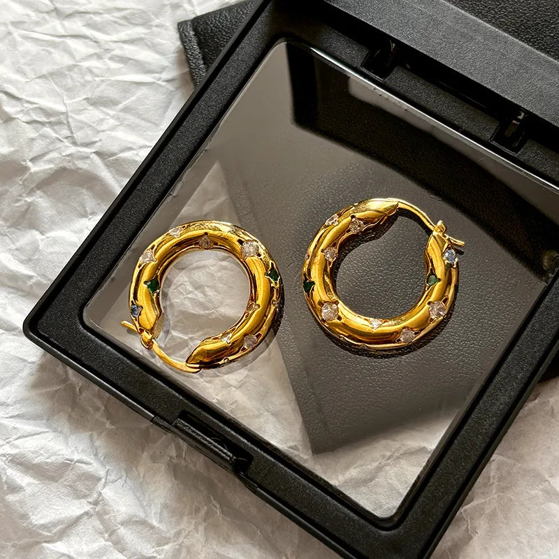 Elegant Gold Circle Earrings For Women Style Fashionable Autumn Winter Luxury Sensation Unique Personality