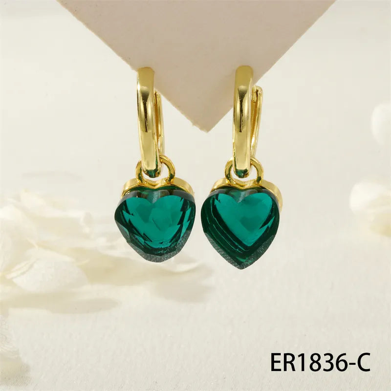 Elegant Minimalist Heart Shaped Zircon Earrings Luxury Lazy Style Copper Material 925 Silver Post Women's Jewelry Accessories