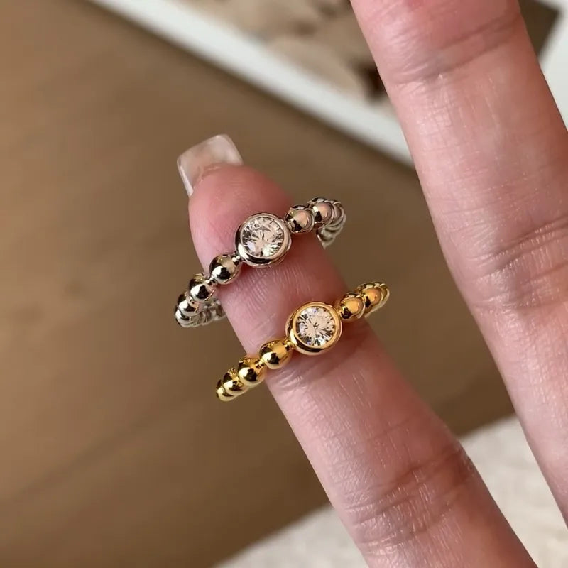 Elegant Vintage Bubble Diamond Ring Stylish Minimalist High-End Feeling Index Finger French Retro Unique Exquisite Tail