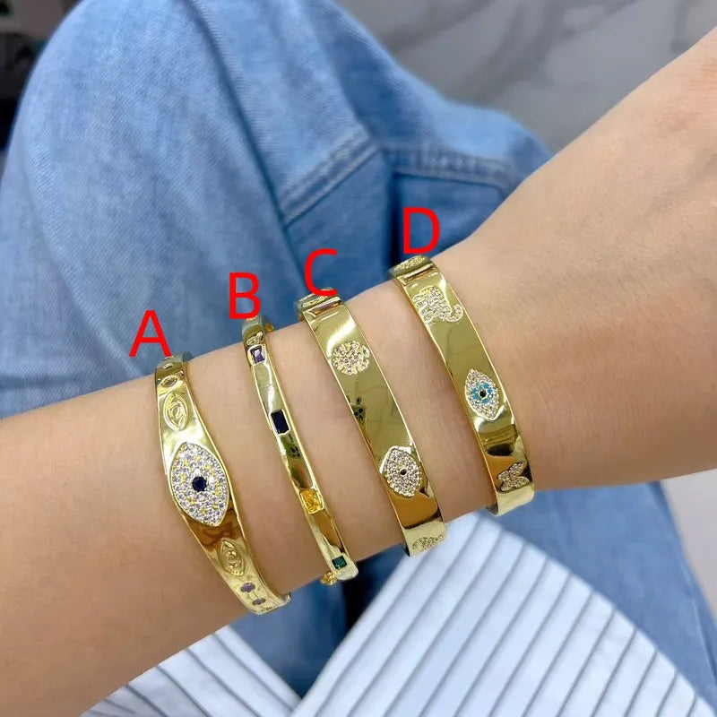 Fashionable Electroplated Zircon Devil Eye Butterfly Bracelet Color Retention Handmade Polished Design Casual Party Wear For Women Copper