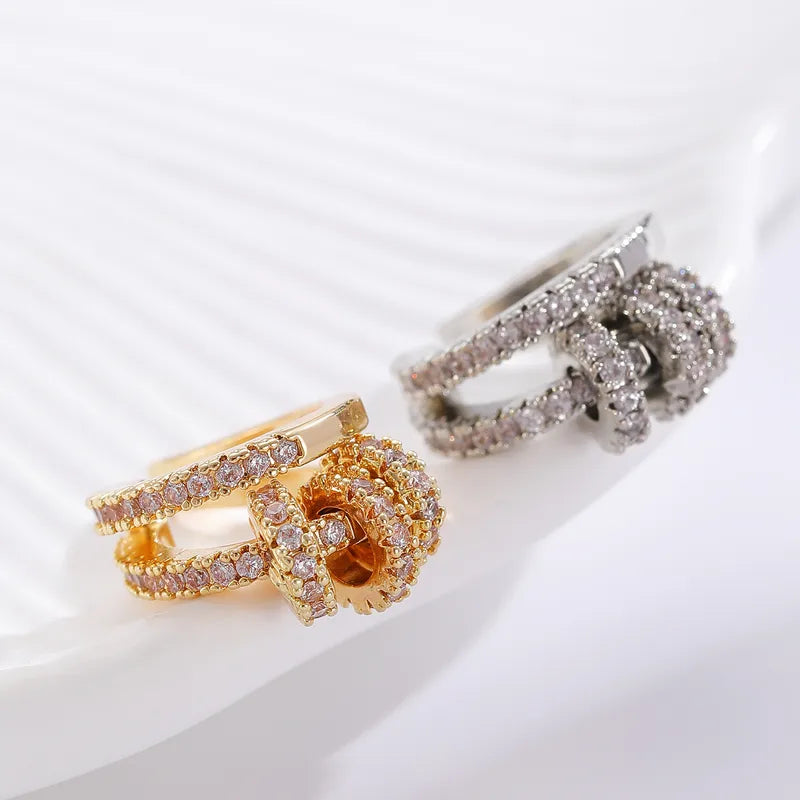 Fashionable Multi-circle Micro-set Zircon Ear Cuffs No Piercing Required Simple European Style Women's Jewelry Earrings