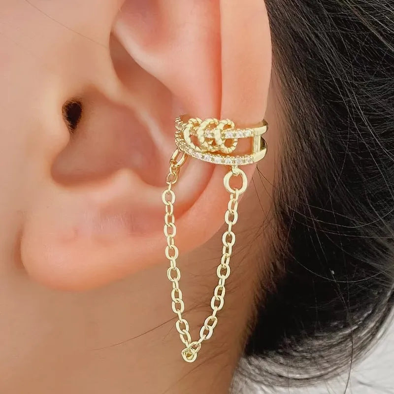 Fashionable Multi-circle Micro-set Zircon Ear Cuffs No Piercing Required Simple European Style Women's Jewelry Earrings