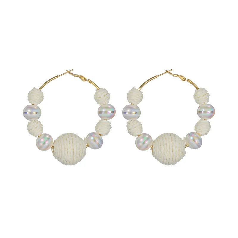 French Retro Simple Medieval Geometric Round Ball Earrings For Women Stainless Steel Ear Jewelry