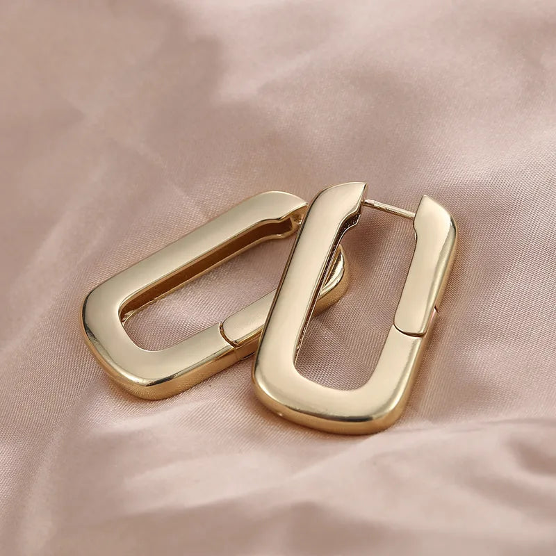 French Style Ear Clip Design Sense Earrings New Trendy Simple Cold Style Earrings Female Copper Plated Real Gold