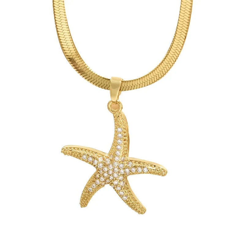 French Style Ocean Starfish Pentagram Necklace For Women Summer New Trendy Light Luxury Niche Design Clavicle Chain