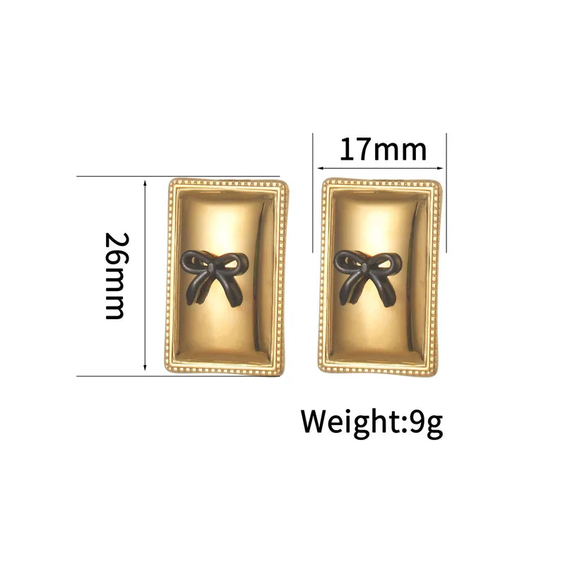 Geometric Stainless Steel Earrings Bowknot Design Gold Plated Minimalist Jewelry For Women