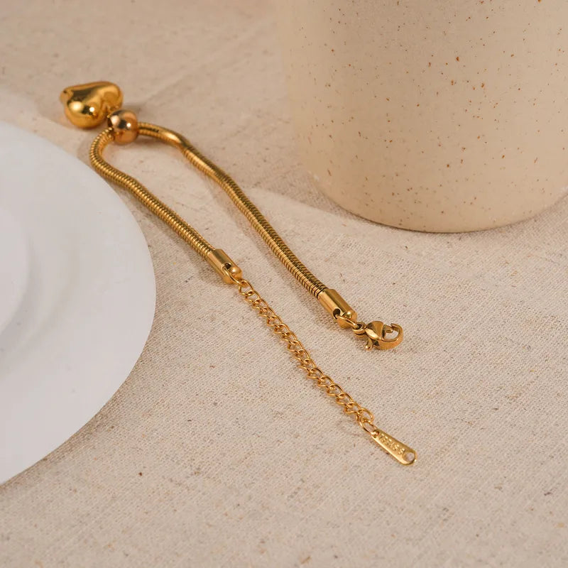 Heart Pendant Bracelet 304 Stainless Steel Gold-Plated Bracelet For Women Vacuum Electroplated Snake Chain Waterproof Non-Fading