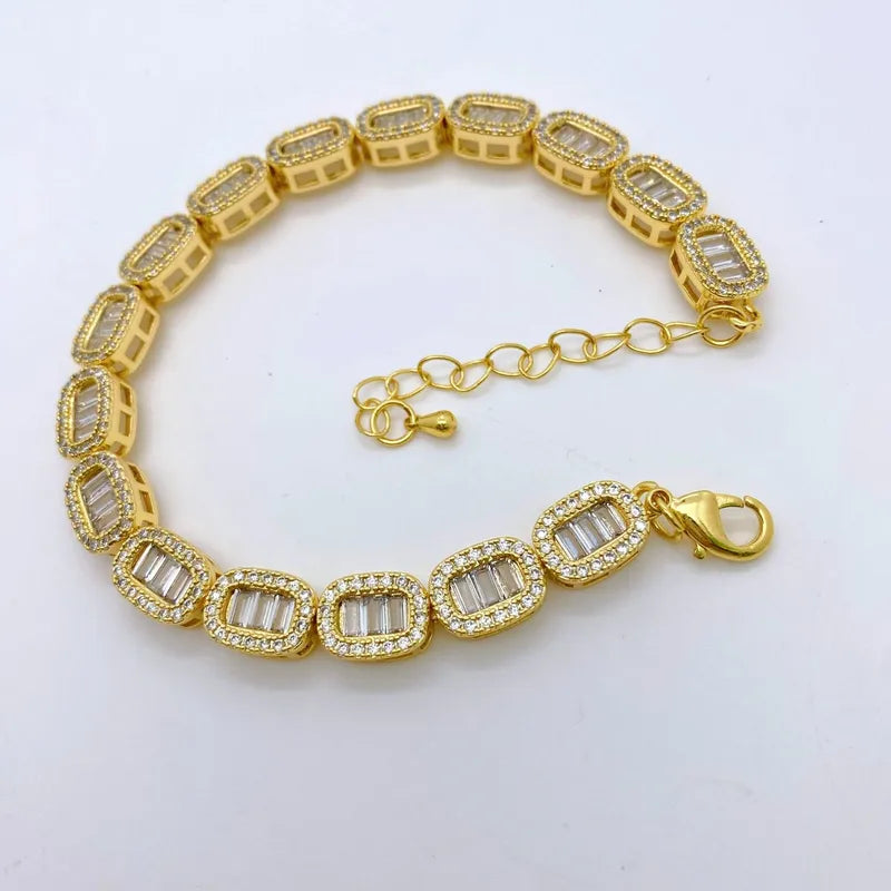 Infinite Geometric Diamond Embedded Zircon Creative Bracelet Fashionable OL Style Women's Copper Bracelet