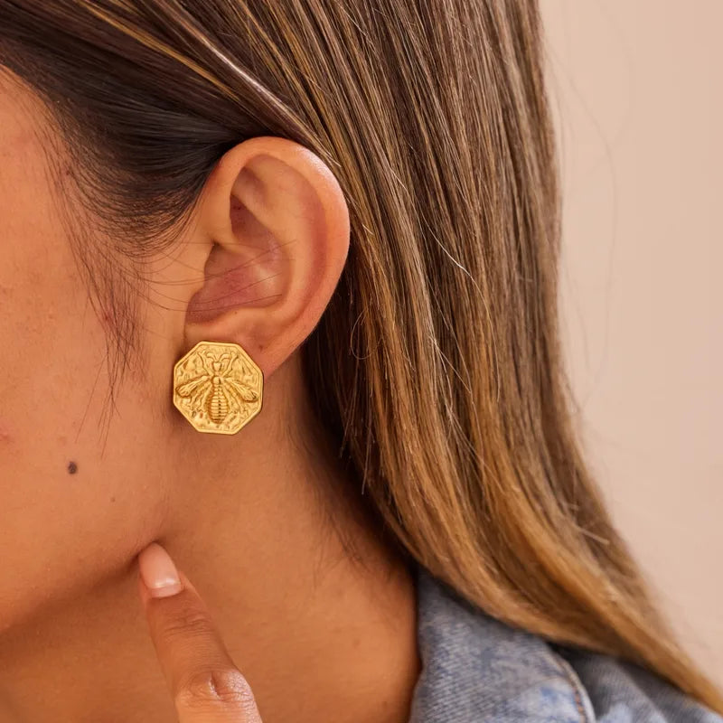 Ins Hot-Selling Fashion Simple Stainless Steel Non-Fading Real Gold Plated Round Light Luxury Earrings For Women Wholesale