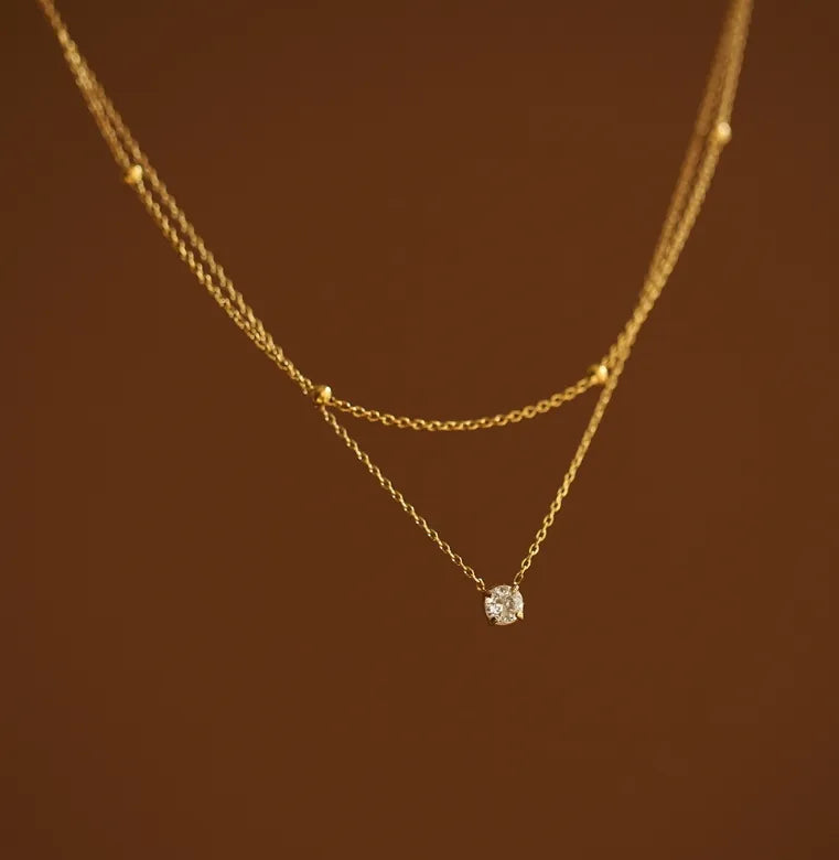 Ion Plating (IP) Real Gold Plated Round 304 Stainless Steel Elegant Simple Style Waterproof Non Tarnish 304 Stainless Steel Double Layer Necklaces