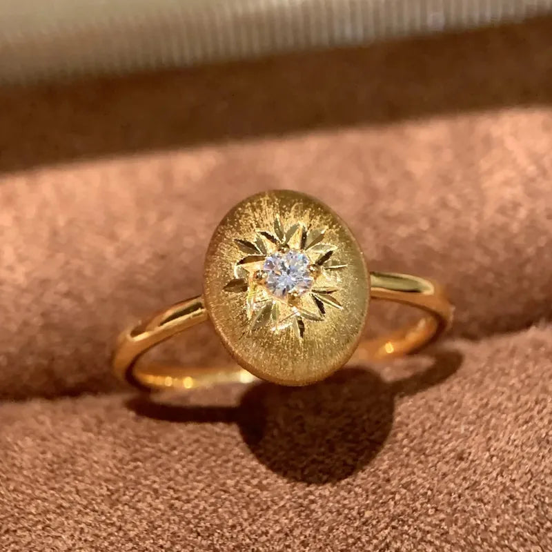 Italian Bucchi Style Frosted Carving Snowflake Vintage Ring Luxury Fashion Retro Wish Star Hexagram Women's Ring Jewelry Accessory