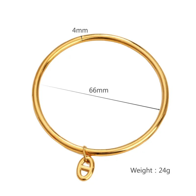 New Smooth Titanium Steel Circle Bracelet Gold Plated High Color Retention Round Ring Fashion Jewelry Cross Stitching Style