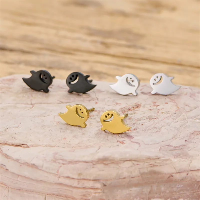 PVD Coated 18K Gold Real Gold Plated Ghost Devil's Eye 304 Stainless Steel Elegant Simple Style Classic Style Waterproof Non Tarnish Ear Studs