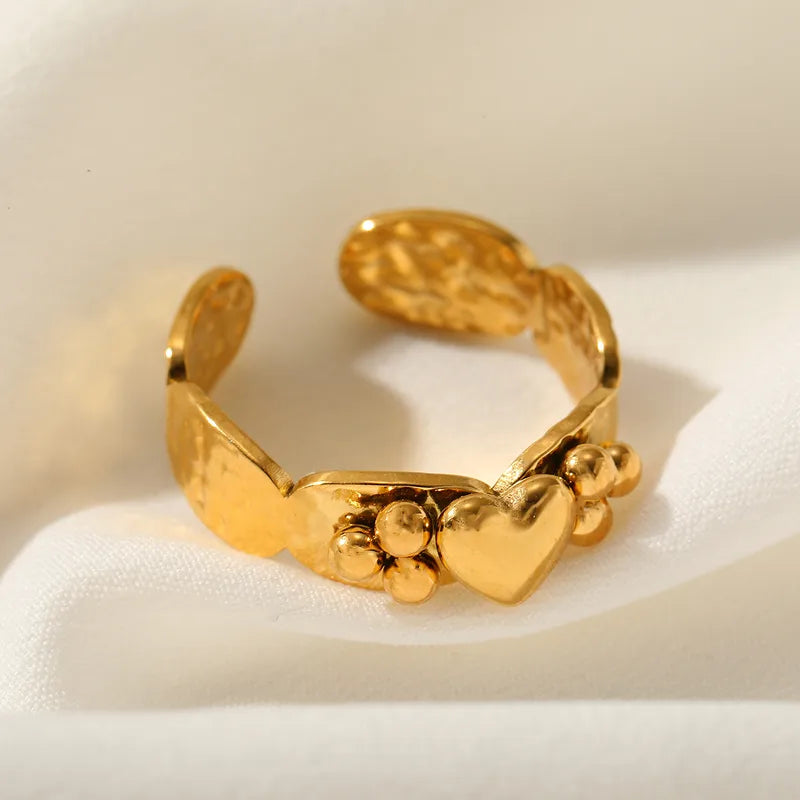 PVD Coated Real Gold Plated 18K Gold Heart Shape 304 Stainless Steel Casual Sexy Simple Style Waterproof Non Tarnish Open Rings