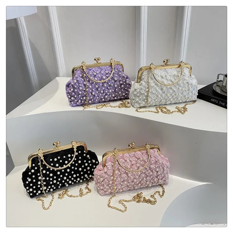 Pearl Clasp Women's Bag New Sweet Style Cheongsam Evening Bag Holiday Fashion Chain Shoulder Crossbody Bag