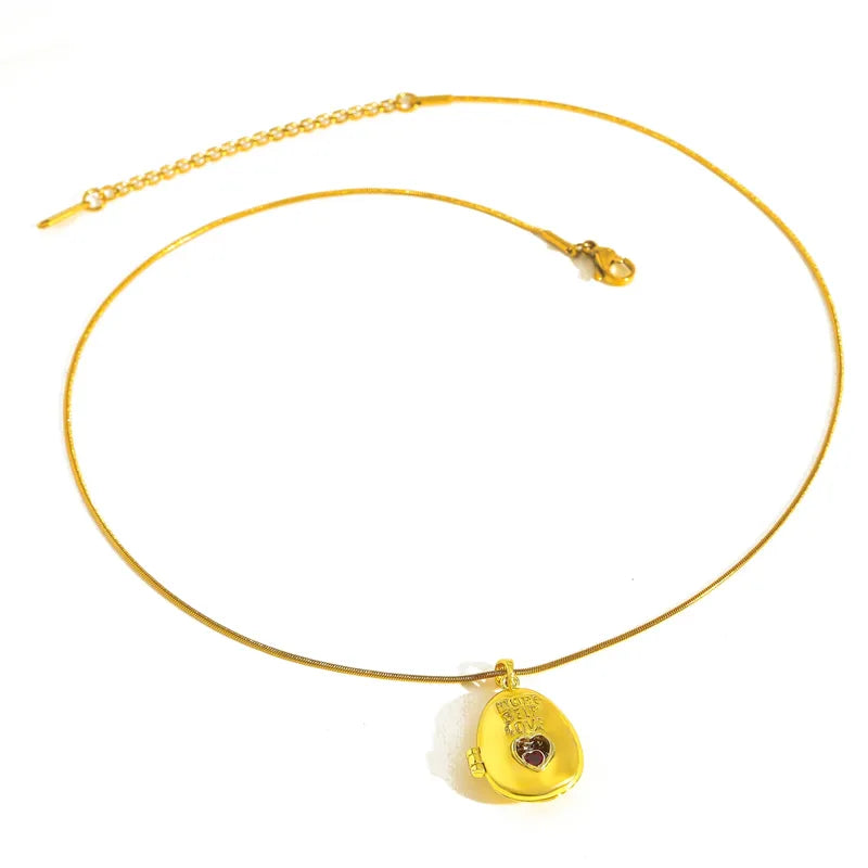 Retro Design 18K Gold Plated Stainless Steel Zircon Embedded Round Pendant Bear Charm Interchangeable Clasp Necklace For Women