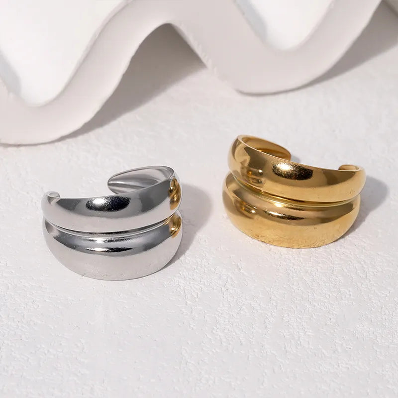 Stainless Steel Rings Classic Retro 18K Gold Non-Fading Titanium Simple Fashionable Jewelry Accessories For Casual Holiday Daily Use