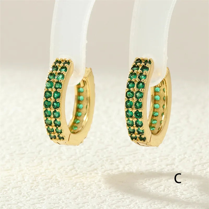 Stylish Hip Hop Earrings Full Of Zircon Men Women Trendy Ear Jewelry Lightweight Niche Ear Hoops