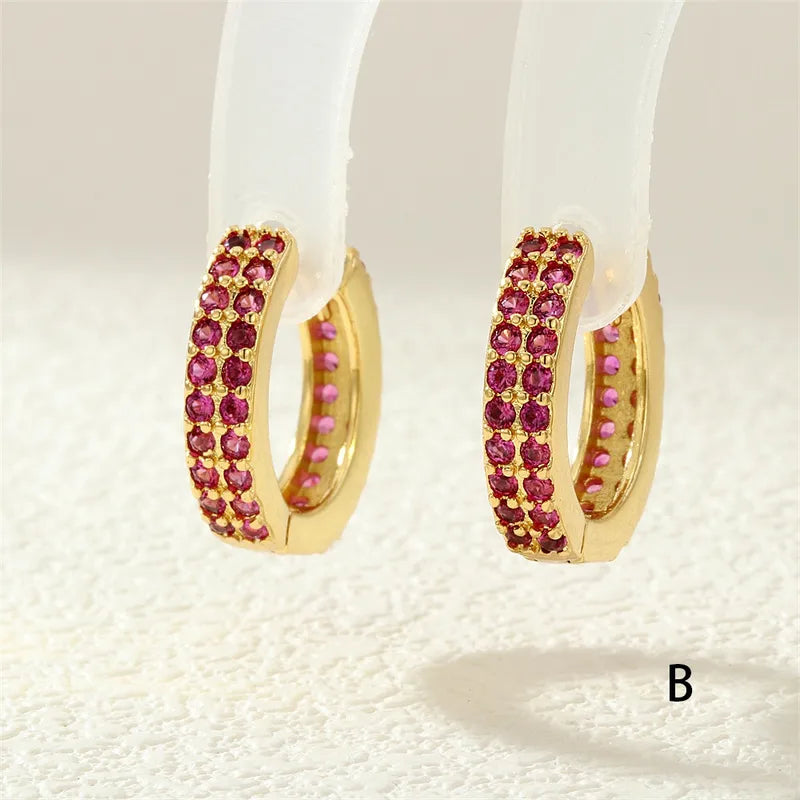 Stylish Hip Hop Earrings Full Of Zircon Men Women Trendy Ear Jewelry Lightweight Niche Ear Hoops