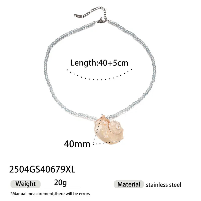 Titanium Steel Beaded Necklace Non-Fading Ocean Beach Natural Seashell Clavicle Chain Jewelry Trendy Accessory Beach Theme