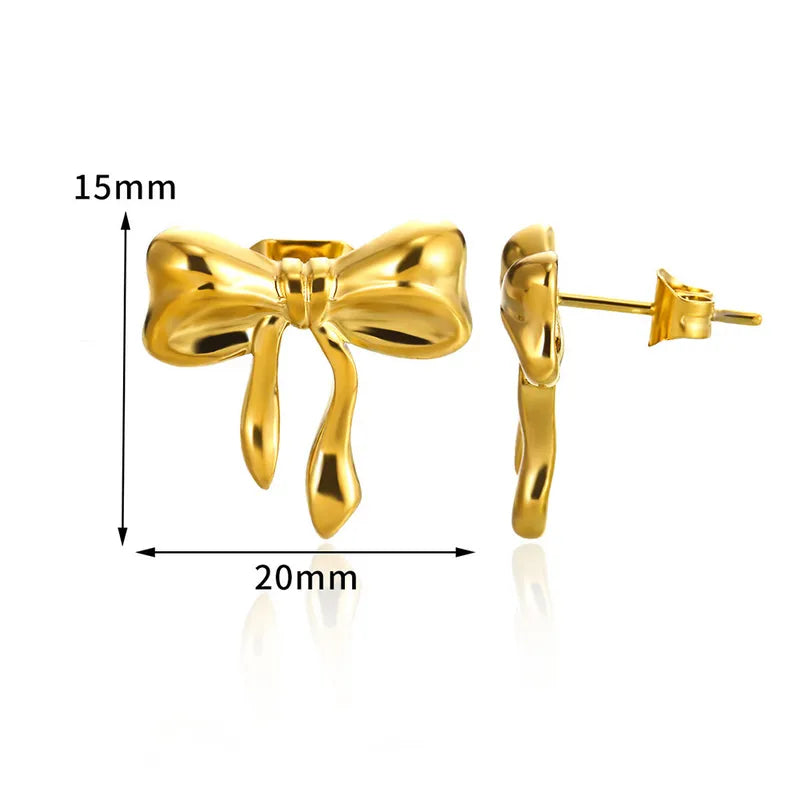 Trendy Butterfly Knot Stainless Steel Earrings Elegant Geometry Shape Women's Fashion Jewelry Accessories Luxury Style