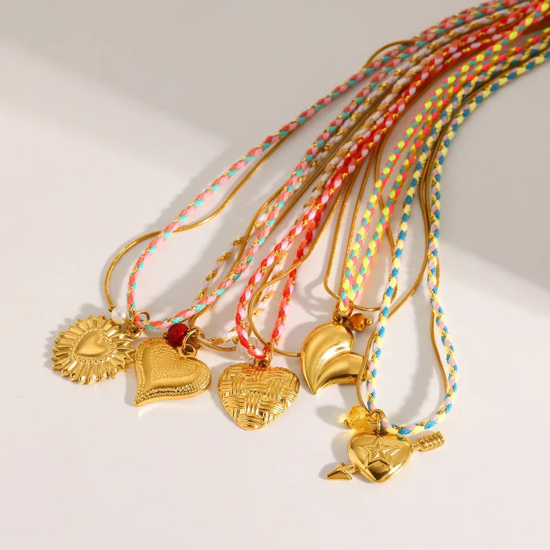 Vacuum Electroplating (In Furnace) Plated 18K Real Gold 304 Stainless Steel Artificial Pearl Love Heart Shape Casual Elegant Romantic Necklace