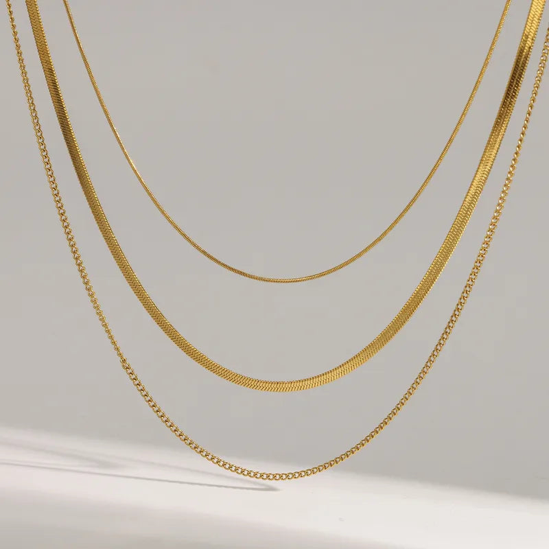 Vacuum Electroplating (In Furnace) Plated 18K Real Gold 304 Stainless Steel Elegant Vintage Layered Women Necklace