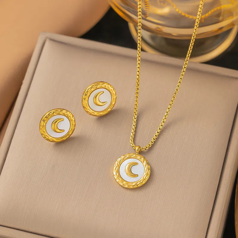 Wholesale Jewelry Retro Flower 304 Stainless Steel Acrylic Artificial Rhinestones Resin 18K Gold Plated PVD Coated Plating Micro Super Whisper Thin Chain Earrings Necklace